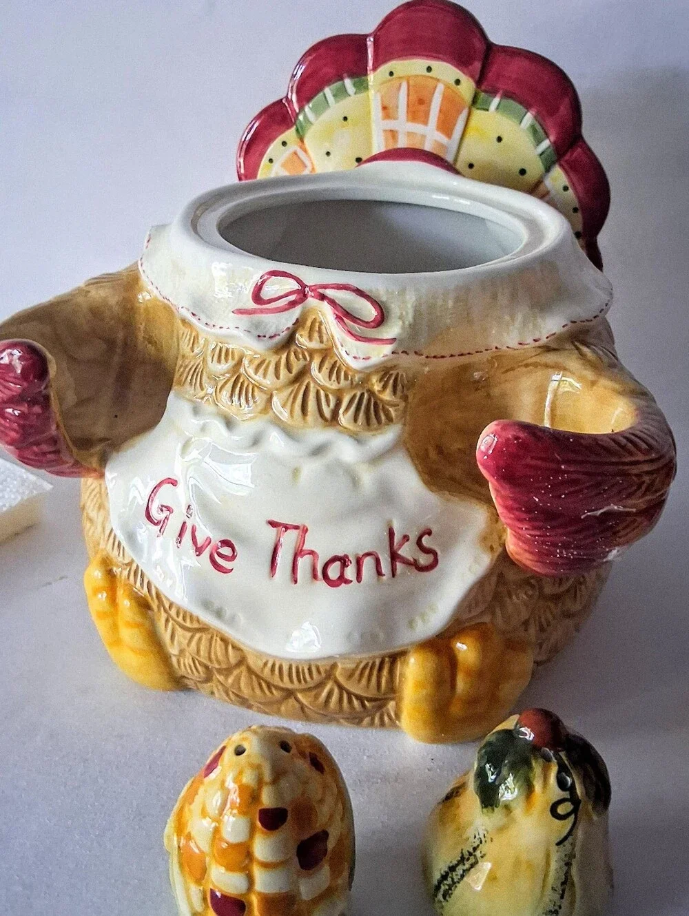 Vintage (Like New!) Ceramic Cookie Jar, Salt & Pepper, & Napkin Holder - Picture 6 of 12